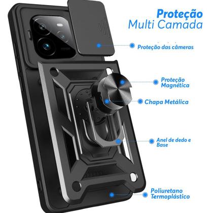 Imagem de Capa Capinha Case para Realme GT 7 Pro - Protetora Resistente Anti Impacto Queda Armadura Militar Cor:Preto