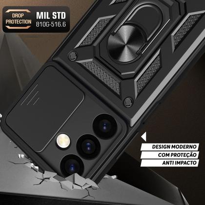 Imagem de Capa Capinha Case para Samsung Galaxy S24 Fe - Protetora Resistente Anti Impacto Queda Armadura Militar Cor:Preto