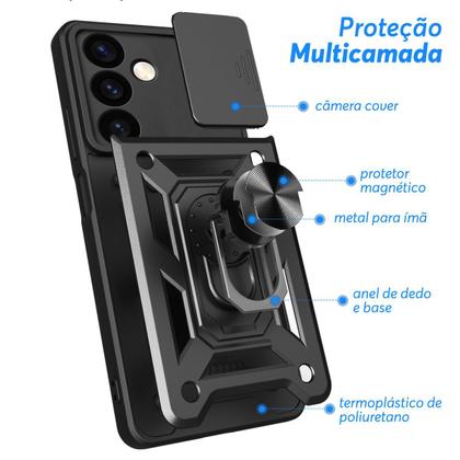 Imagem de Capa Capinha Case para Samsung Galaxy S24 Fe - Protetora Resistente Anti Impacto Queda Armadura Militar Cor:Preto