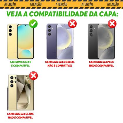 Imagem de Capa Capinha Case para Samsung Galaxy S24 Fe - Protetora Resistente Anti Impacto Queda Armadura Militar Cor:Preto