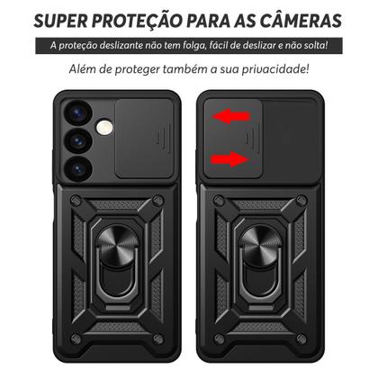 Imagem de Capa Capinha Case para Samsung Galaxy S24 Fe - Protetora Resistente Anti Impacto Queda Armadura Militar Cor:Preto