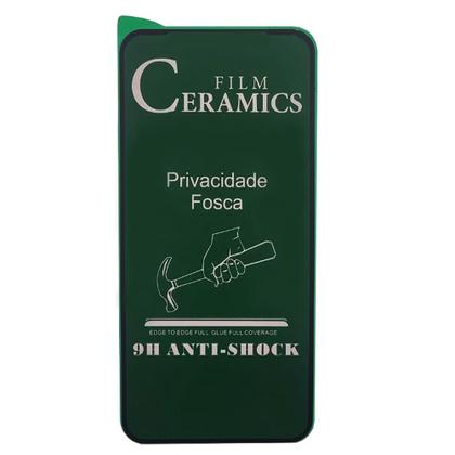 Imagem de Capa Capinha Case Preta + Película Ceramica Fosca Privacidade 3D 9D Compativel Com iPhone 11 12 13 14 Pro Max