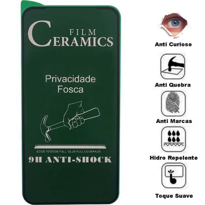 Imagem de Capa Capinha Case Preta + Película Ceramica Fosca Privacidade 3D 9D Compativel Com iPhone 11 12 13 14 Pro Max