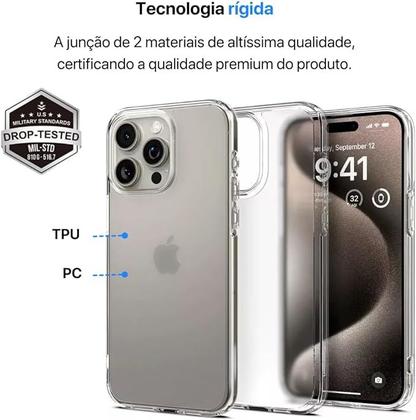 Imagem de Capa Capinha Clear Case Space Rígida Anti Amarelamento Resistente Para iPhone 15 Pro Max