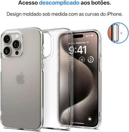 Imagem de Capa Capinha Clear Case Space Rígida Anti Amarelamento Resistente Para iPhone 15 Pro Max