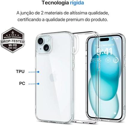 Imagem de Capa Capinha Clear Case Space Rígida Anti Amarelamento Resistente Para iPhone 15