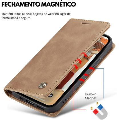 Imagem de Capa Capinha Couro Imã Carteira Para iPhone 15 Plus Pro Max