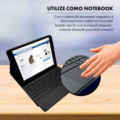 Imagem de Capa Capinha Ipad 8 8ª Geração 2020 Case Teclado Sem Fio Touchpad Porta Pencil  + Pelicula HPrime