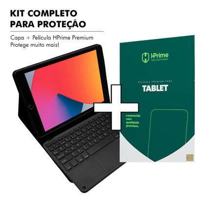Imagem de Capa Capinha Ipad 8 8ª Geração 2020 Case Teclado Sem Fio Touchpad Porta Pencil  + Pelicula HPrime