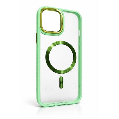 Imagem de Capa Capinha protetora de lente de metal de luxo para iPhone 12 Pro Max Promax para carga magnética COR:VERDE CLARO