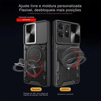 Imagem de Capa Capinha Stylus Armor Militar Moto Edge 50 Fusion Anti Impacto Suporte 360 Magnetico E Indução