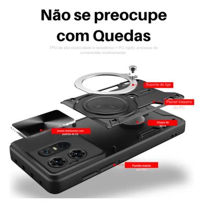 Imagem de Capa Capinha Stylus Armor Militar Moto Edge 50 Fusion Anti Impacto Suporte 360 Magnetico E Indução