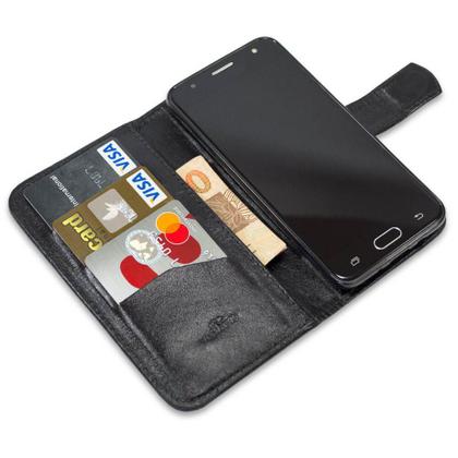 Imagem de Capa carteira couro preto para moto e6 plus xt2025
