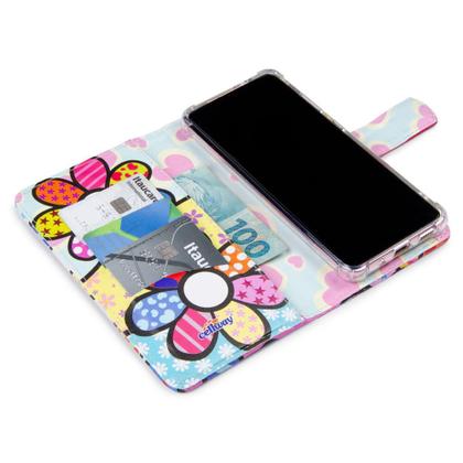 Imagem de Capa carteira estampada floral flowers e161 para moto g53 xt2335