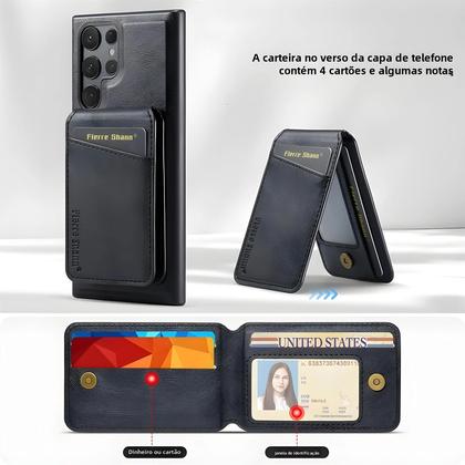 Imagem de Capa Carteira Magnética de Couro 2 em 1 para Samsung S24/S23/S22 Ultra/Plus/FE