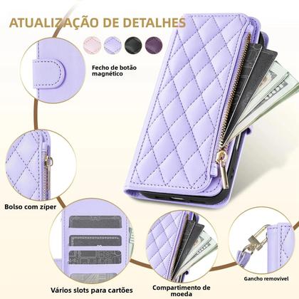 Imagem de Capa Carteira Pequena De Couro Para Samsung Galaxy A07 A15 A16 A17 A34 A35 A36 A53 A54 A55 A56 Com