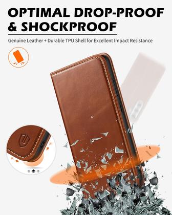 Imagem de Capa Carteira SHIELDON para Galaxy S24+ 5G - Couro Genuíno Marrom