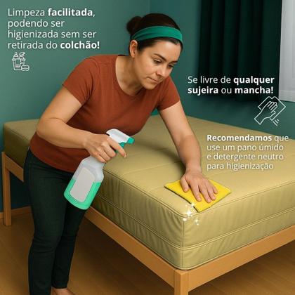 Imagem de Capa Casal Impermeável Colchão Anti Alérgica BEGE