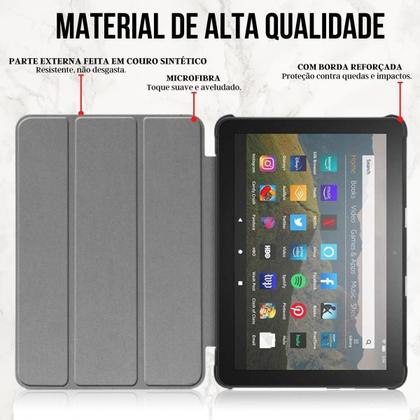 Imagem de Capa Case Couro Auto Sleep Para Amon Fire Hd 8 2022 R2Sp8T