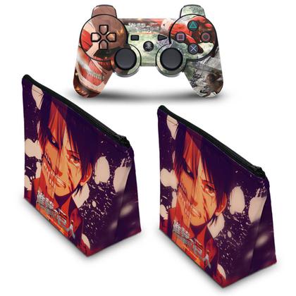 Imagem de Capa Case e Skin Adesivo Compatível PS3 Controle - Attack On Titan a