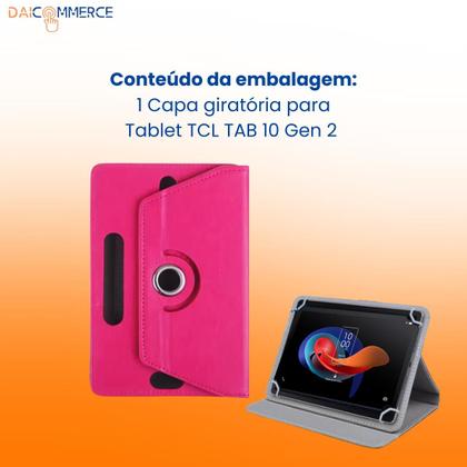 Imagem de Capa Case Giratória Para Tablet TCL TAB 10 Gen 2 10 Polegadas Preto Rosa