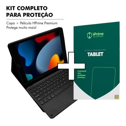 Imagem de Capa Case Ipad 9 9ª Geração 2021 Capinha com Teclado Sem Fio Touchpad Antiqueda + Pelicula HPrime