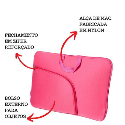 Imagem de Capa Case Pasta Notebook Com Bolso 15-15,6 Rosa/Preta