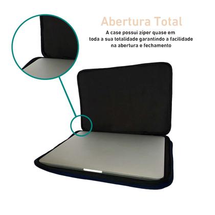 Imagem de Capa Case Pasta para Notebook com Bolso Resistente Prática Protetora Durável Transporte Slim - Preto 12 polegadas