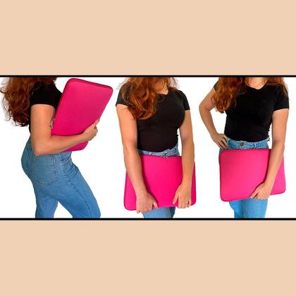 Imagem de Capa Case Pasta para Notebook Resistente Prática Proteção Durável Ampla abertura 2 cursores macio - Rosa 15.6 polegadas