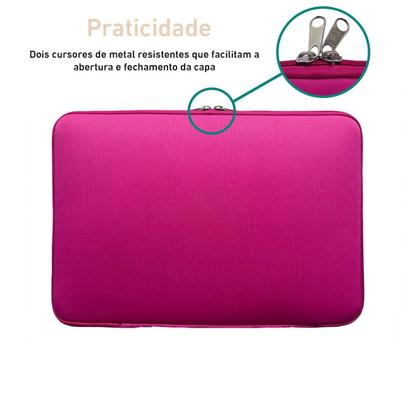 Imagem de Capa Case Pasta para Notebook Resistente Prática Proteção Durável Ampla abertura 2 cursores macio - Rosa 15.6 polegadas