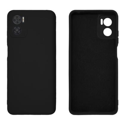 Imagem de Capa Case Silicone Aveludada Preta + Película 3d de Vidro Para Motorola Moto E22