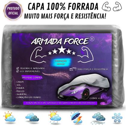 Imagem de Capa Cobrir Carro BMW 116i 100% Forrada Armada Force 100% Impermeável Forro Total Protege Sol Chuva Poeira Lona Proteção Automotiva Hatch e Sedan