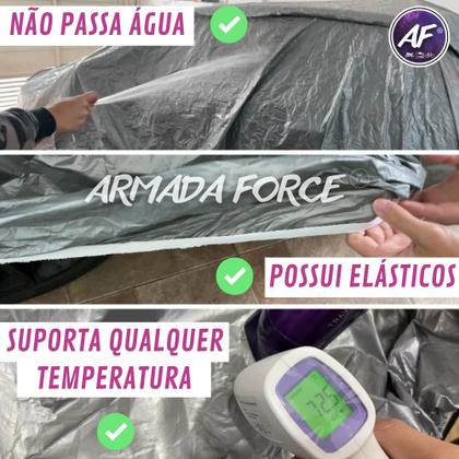 Imagem de Capa Cobrir Carro BRAVO 100% Forrada Armada Force 100% Impermeável Forro Total Protege Sol Chuva Poeira Lona Proteção Automotiva Hatch e Sedan