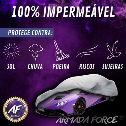 Imagem de Capa Cobrir Carro FIAT IDEA 100% Forrada Armada Force 100% Impermeável Forro Total Protege Sol Chuva Poeira Lona Proteção Automotiva Hatch e Sedan