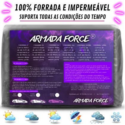 Imagem de Capa Cobrir Carro FOX 100% Forrada Armada Force 100% Impermeável Forro Total Protege Sol Chuva Poeira Lona Proteção Automotiva Hatch e Sedan