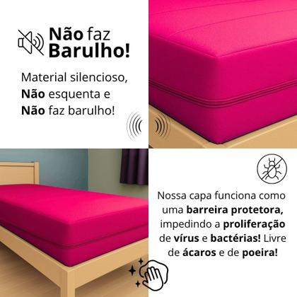 Imagem de Capa Colchão Casal Impermeável Colchão Anti Alérgica Rosa Pink