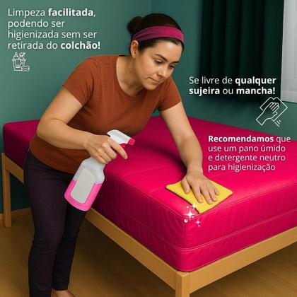 Imagem de Capa Colchão Casal Impermeável Colchão Anti Alérgica Rosa Pink