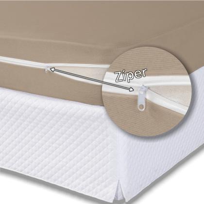 Imagem de Capa Colchão Protetora Casal 30cm Altura Com Zíper Cama Box Malha Algodão