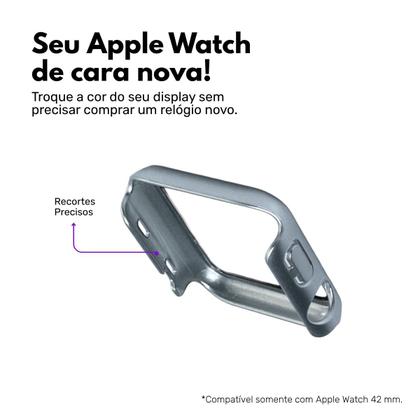 Imagem de Capa com Película de Vidro Nerdcase Compatível com Apple Watch 42mm, Prata Cromado