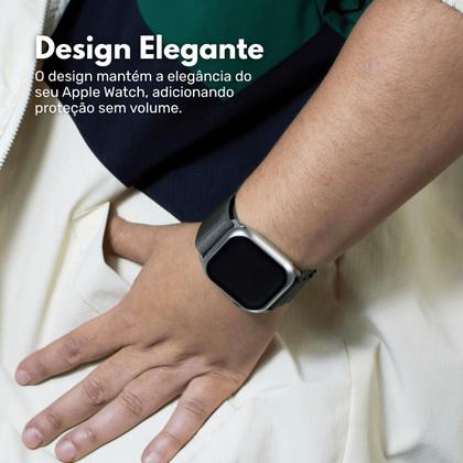 Imagem de Capa com Película de Vidro Nerdcase Compatível com Apple Watch 42mm, Prata Cromado