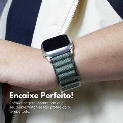 Imagem de Capa com Película de Vidro Nerdcase Compatível com Apple Watch 42mm, Prata Cromado