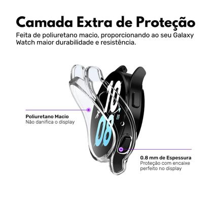 Imagem de Capa com Película de Vidro Nerdcase Compatível com Samsung Galaxy Watch 6, 44mm, Transparente