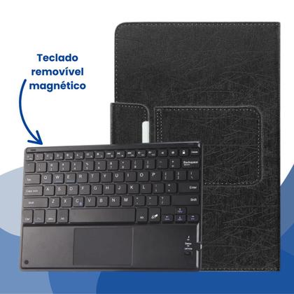 Imagem de Capa com Teclado Bluetooth para Samsung S10 FE 10" Removível Magnético e Suporte - Cor Preto Sintético