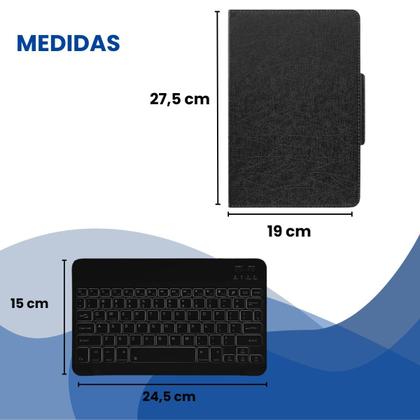 Imagem de Capa com Teclado Bluetooth para Samsung S10 FE 10" Removível Magnético e Suporte - Cor Preto Sintético