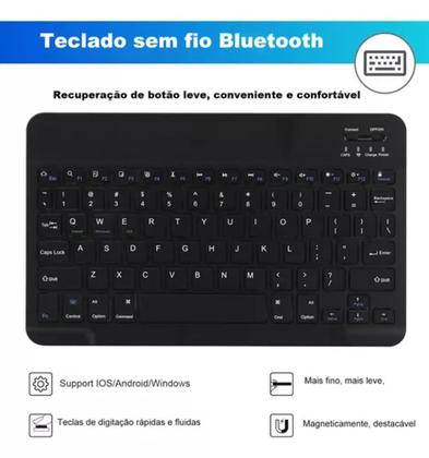 Imagem de Capa Com Teclado e Mouse Bluetooth Emborrachada S6 Lite Cor Preto