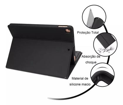 Imagem de Capa Com Teclado e Mouse Bluetooth Emborrachada S6 Lite Cor Preto