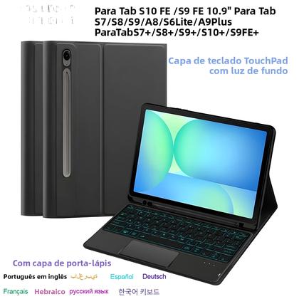 Imagem de Capa Com Teclado Mágico Para Samsung Galaxy Tab A9 plus S8 S9 S10 S7 S9 FE S10FE A8 S6 Lite