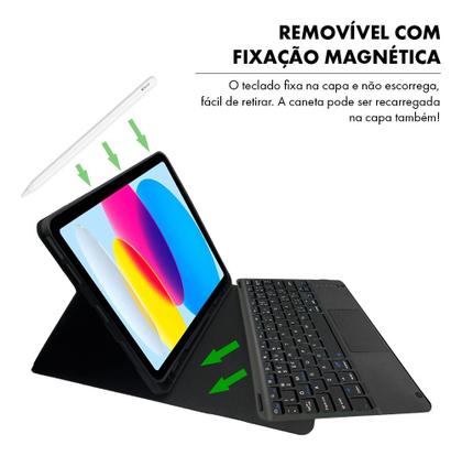 Imagem de Capa com Teclado Magnético Sem Fio Touchpad Integrado para iPad A16 11ª Geração + Pelicula