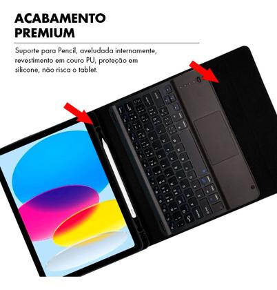 Imagem de Capa com Teclado Magnético Sem Fio Touchpad Integrado para iPad A16 11ª Geração + Pelicula