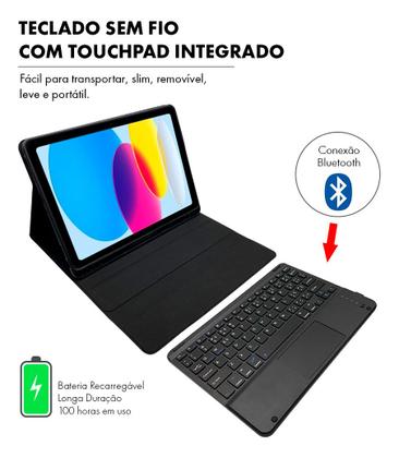 Imagem de Capa com Teclado Magnético Sem Fio Touchpad Integrado para iPad A16 11ª Geração + Pelicula